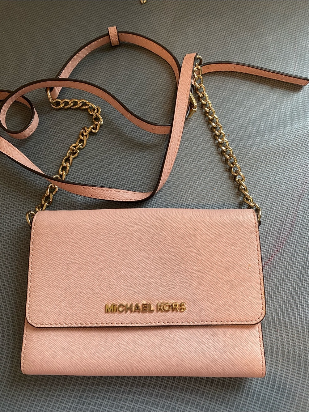Michael Kors Blush Pink Saffiano Leather Chain Crossbody